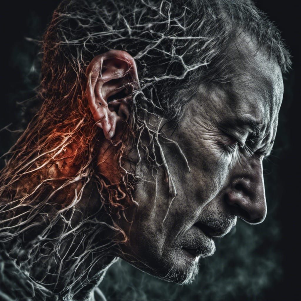 Hyperrealistic Image of Migraine Headache Pain