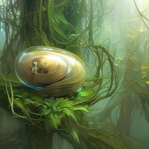 Rainforest in Snail Shell: Delicate Digital Art