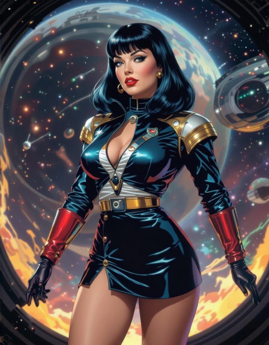 Space Cadet on Alien Planet in Retropunk Style