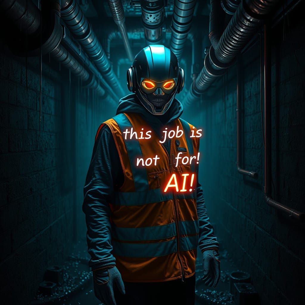 Sewer Cleaner Rejects Futuristic AI in Gritty, Neon-Lit Tunn...