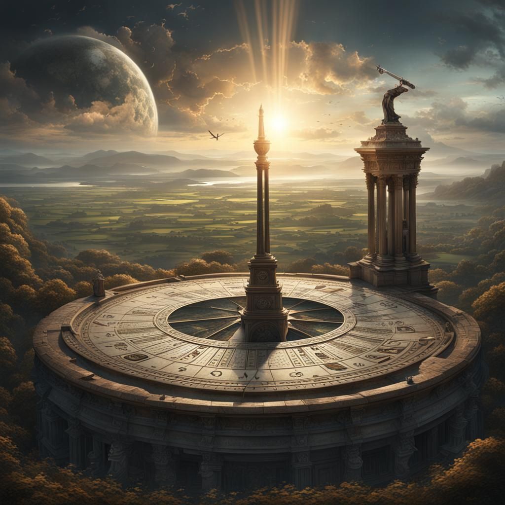 Dramatic Sundial Digital Matte Painting