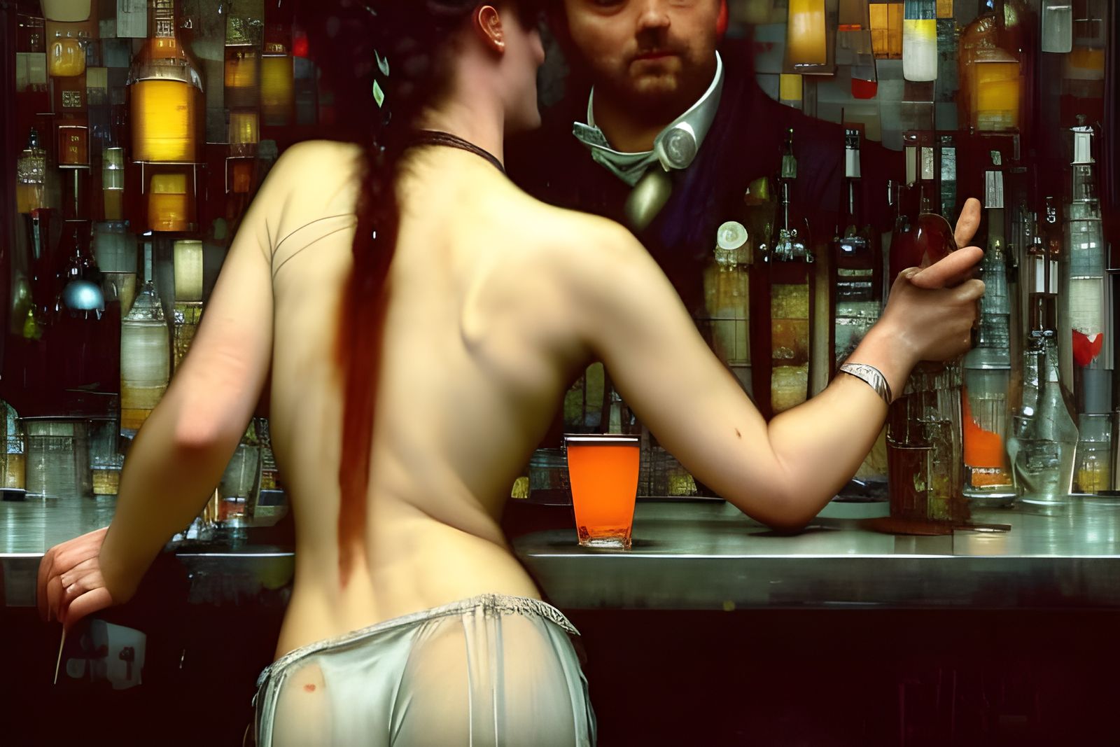 Vibrant Bar Scene with Colorful Drinks