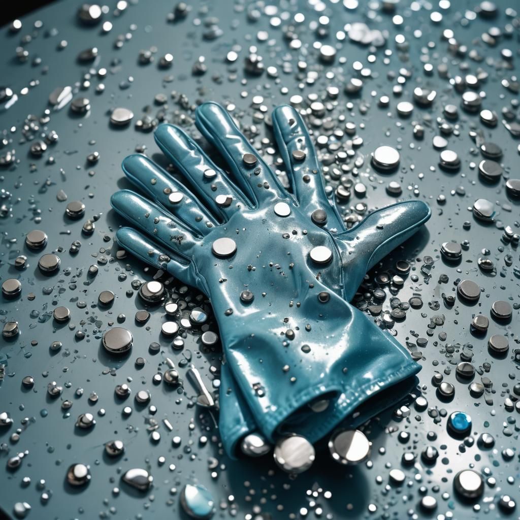 Surreal Macro Photo of Metallic Blue Medical Gloves
