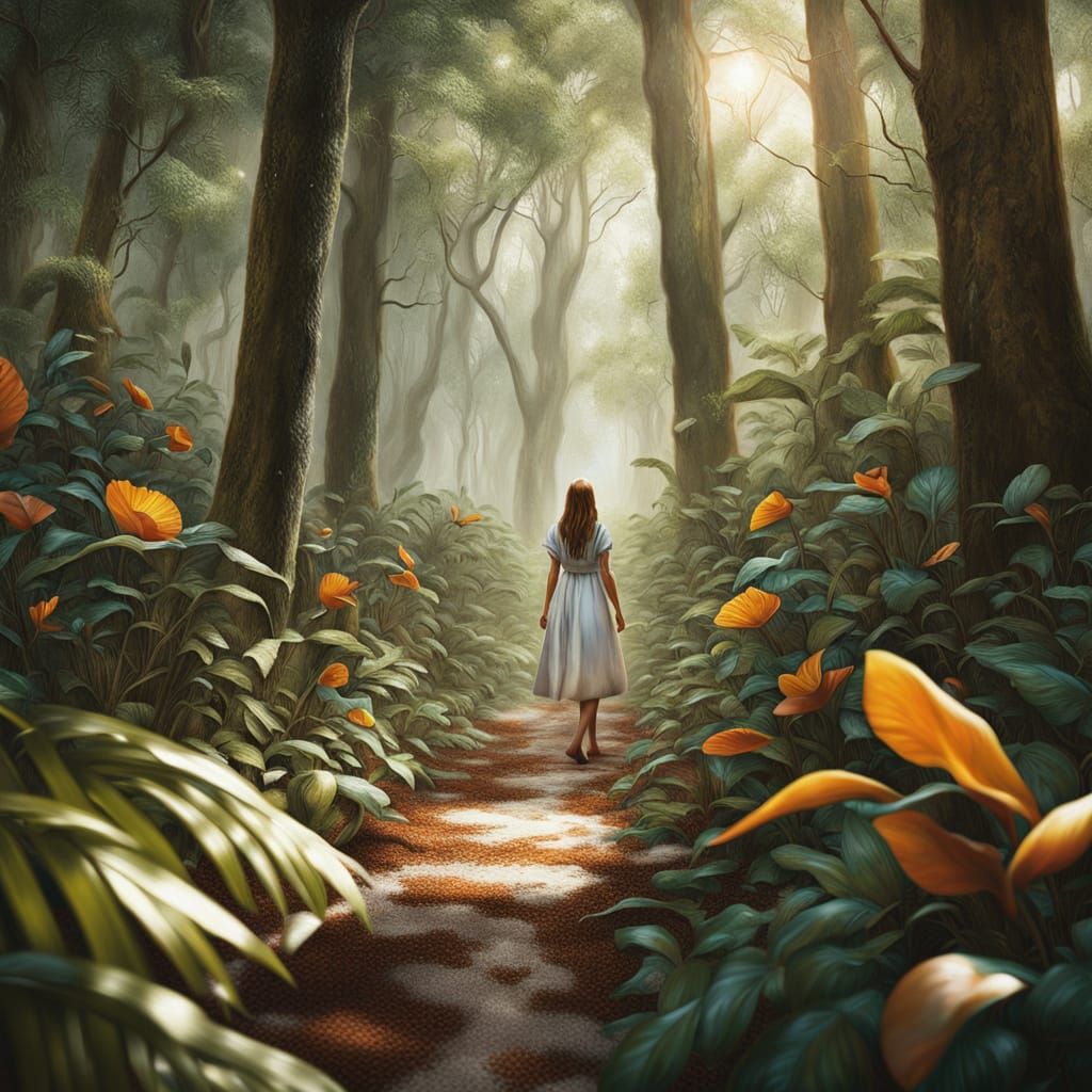 Whimsical Tiger Goddess in a Lush Jungle Paradise