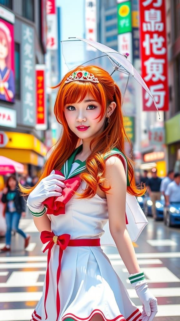 Sailor Jupiter in Vibrant Shibuya Style
