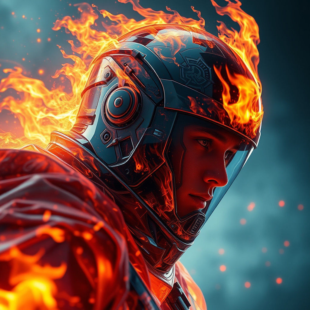 Fiery Battledress in Hyperrealistic Splash Art