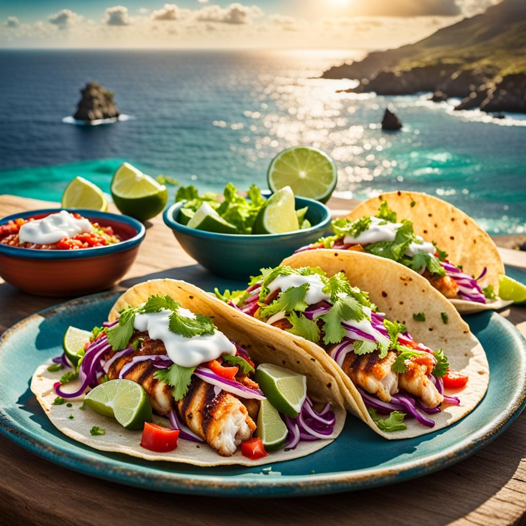 Delicious Fish Tacos Overlooking the Sea