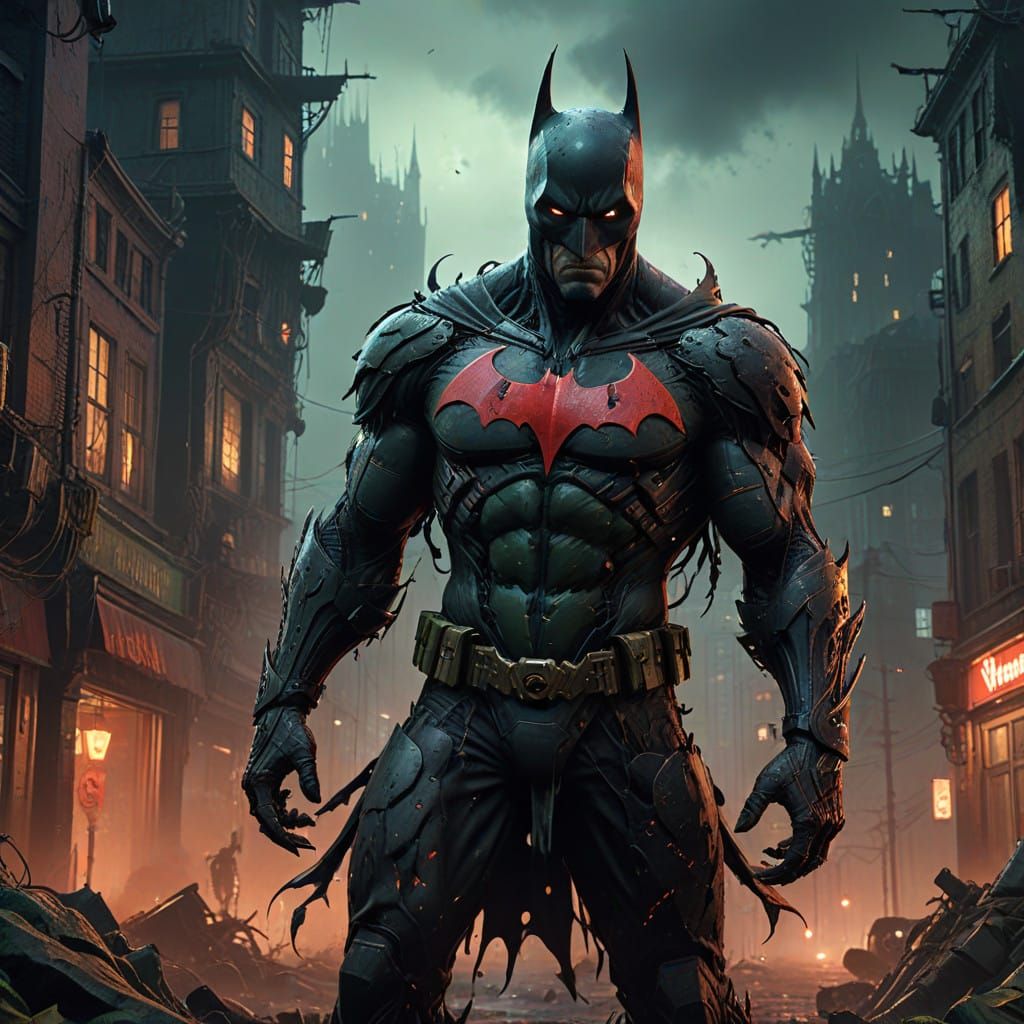 Gothic Zombie Batman Consumed by Dark, Twisted Power