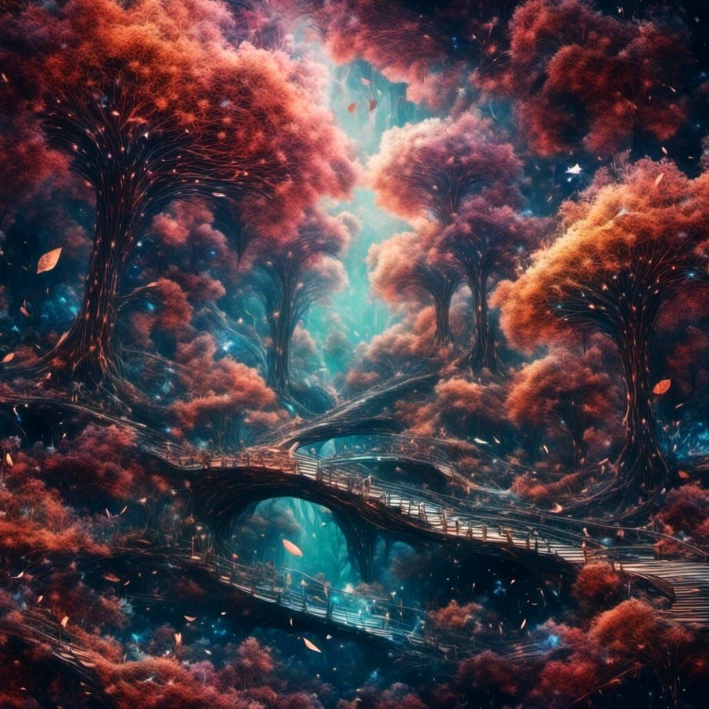 Park with Falling Leaves and Frogs