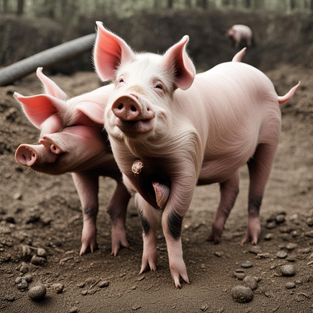 FAIL!  The pig on the left lacks a face!