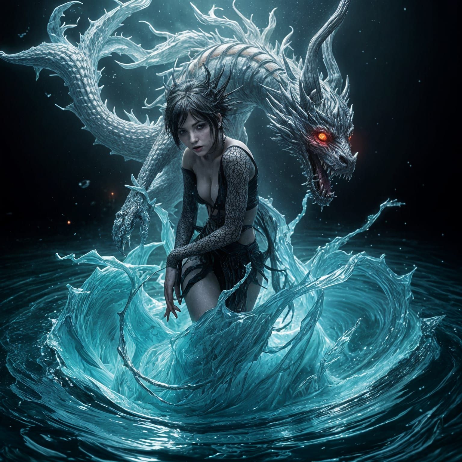 Water Goddess Ensnared by Dark Beast