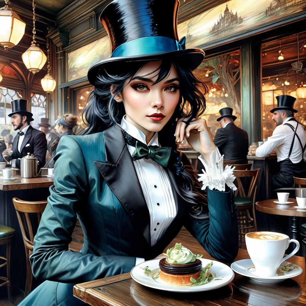 Fairytale Woman in Top Hat, Anime Style