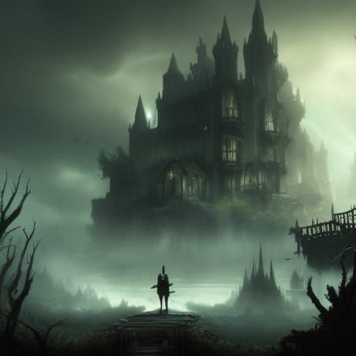 Creepy Haunted Manor in Eldritch Thunderstorm