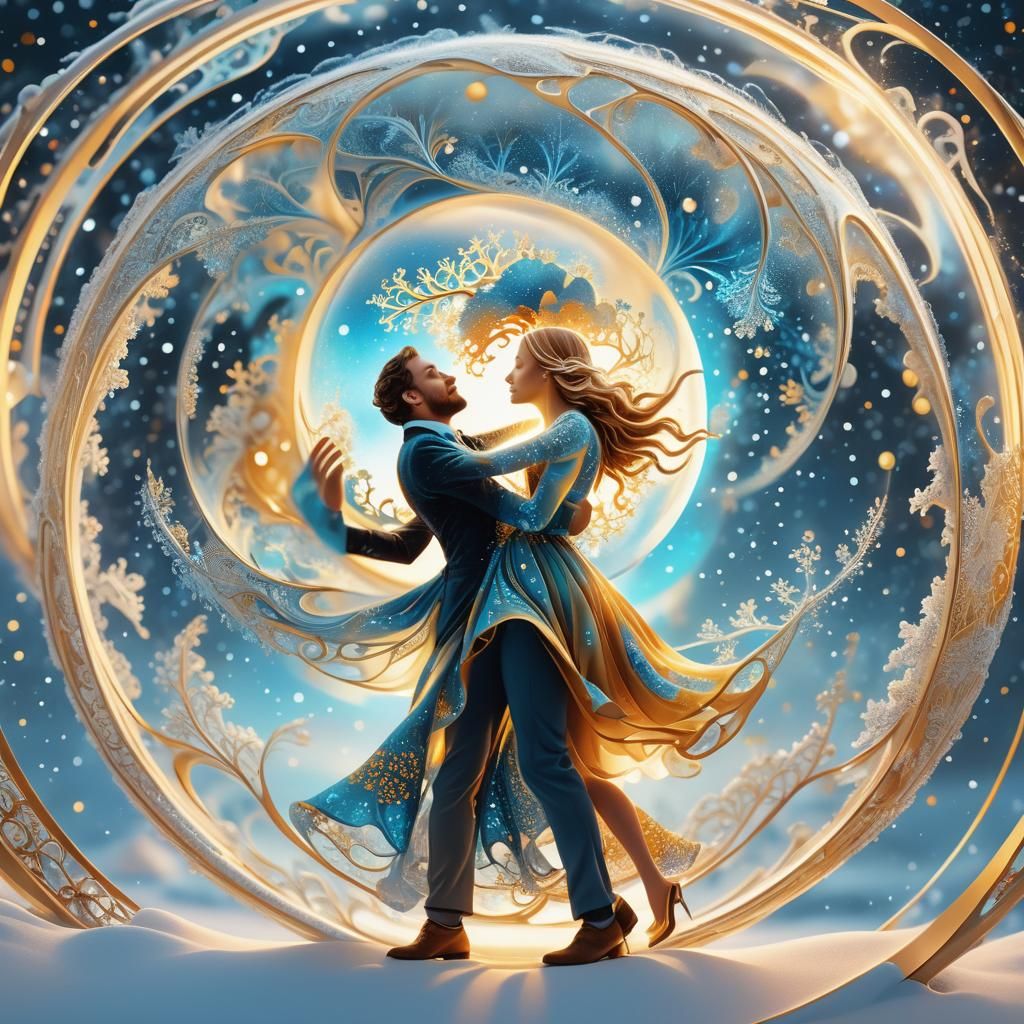 Dancing Couple in Globe: Abstract Fractal Art