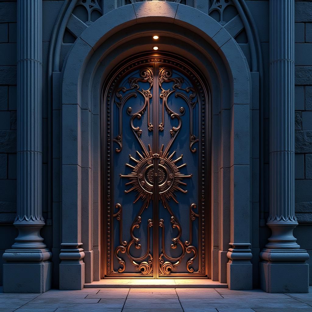 Mystical Iron Doorway in Gothic Industrial Setting