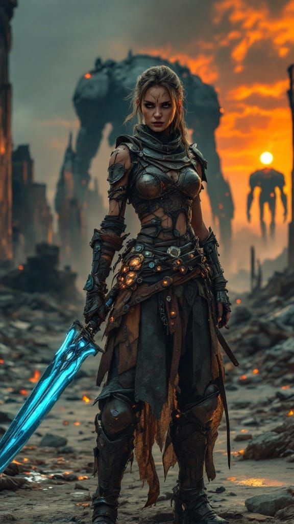 Warrior in a Post-Apocalyptic Metropolis