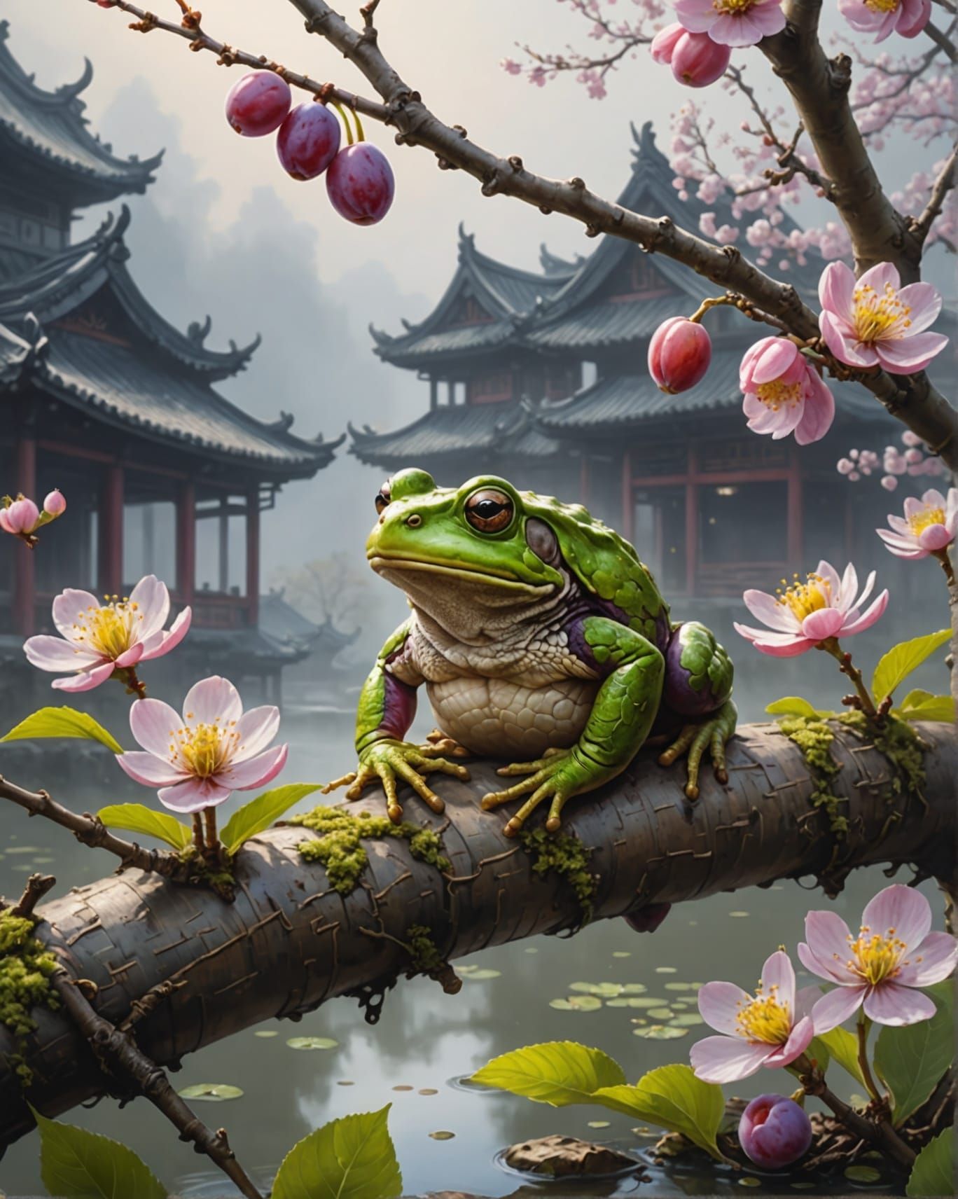 Blooming Plums and Gathering Toads in High Detail