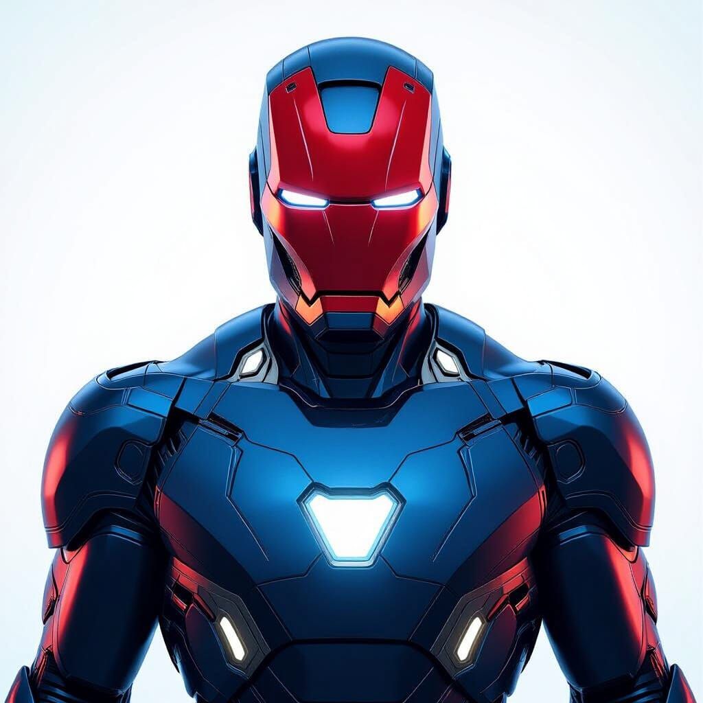 Futuristic Blue and Red Armor Concept Art