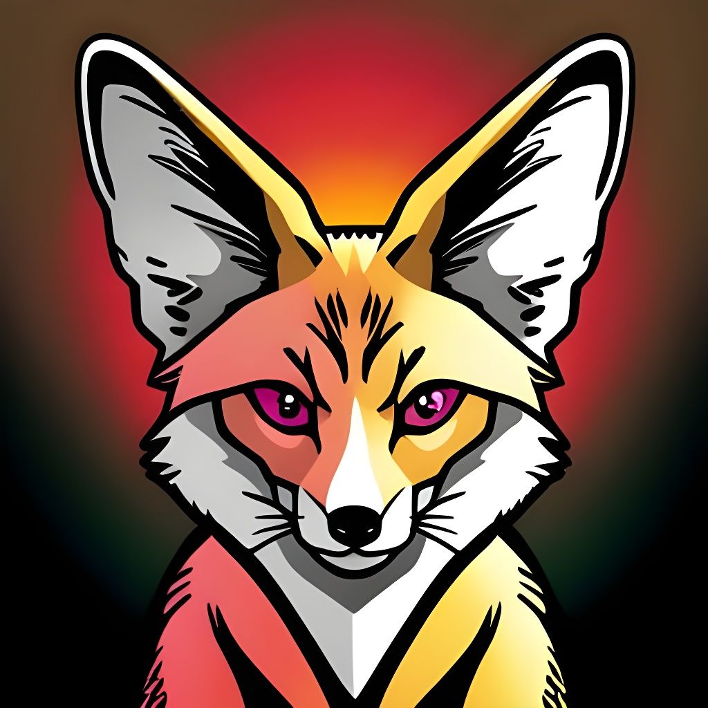 Fennec Fox in Synthwave Neon Retro Style