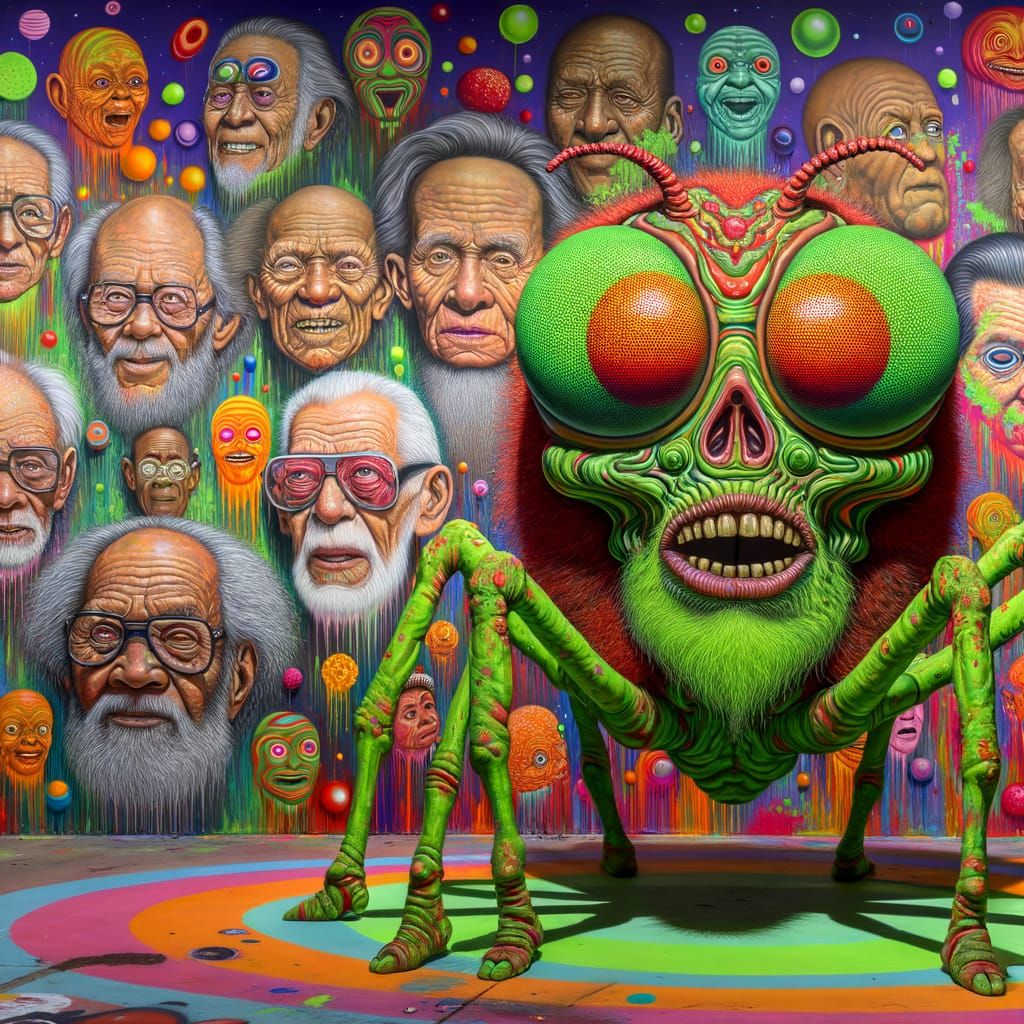 Psychedelic Alien Sasquatch in Graffiti Mural