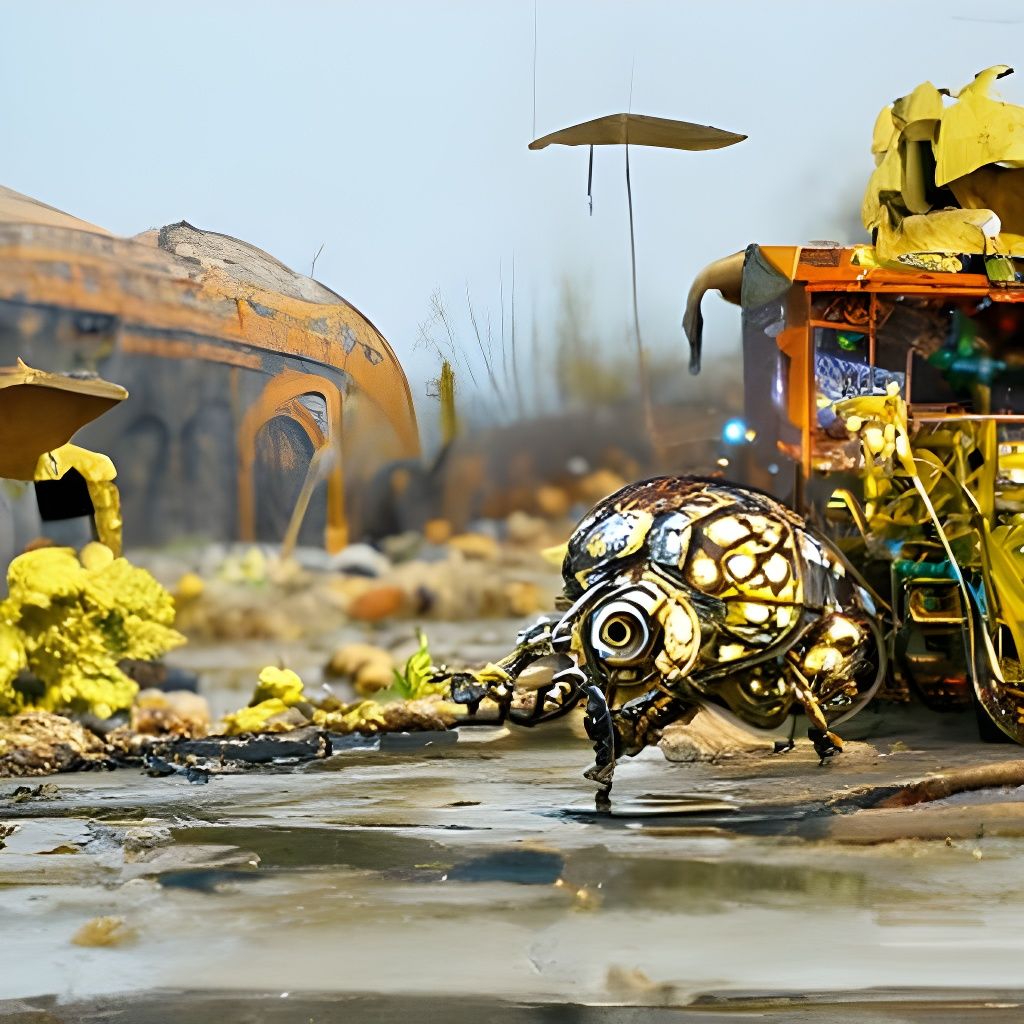 Robot's Escape: A Biopunk Diorama in 3D Shading
