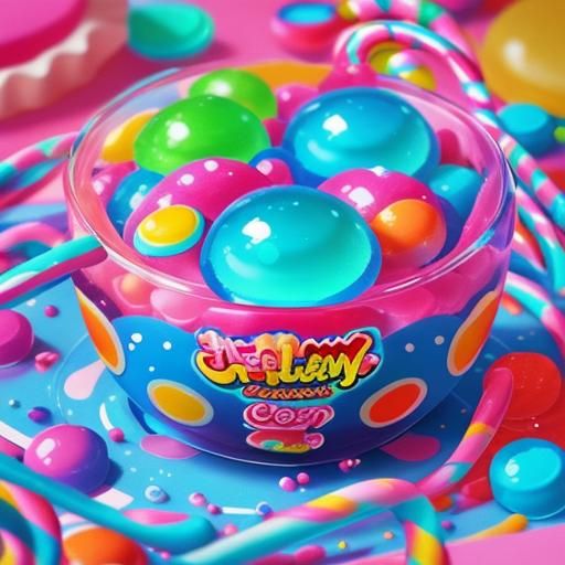 Hyperrealistic Jelly Bubbles in Candyland Art Style
