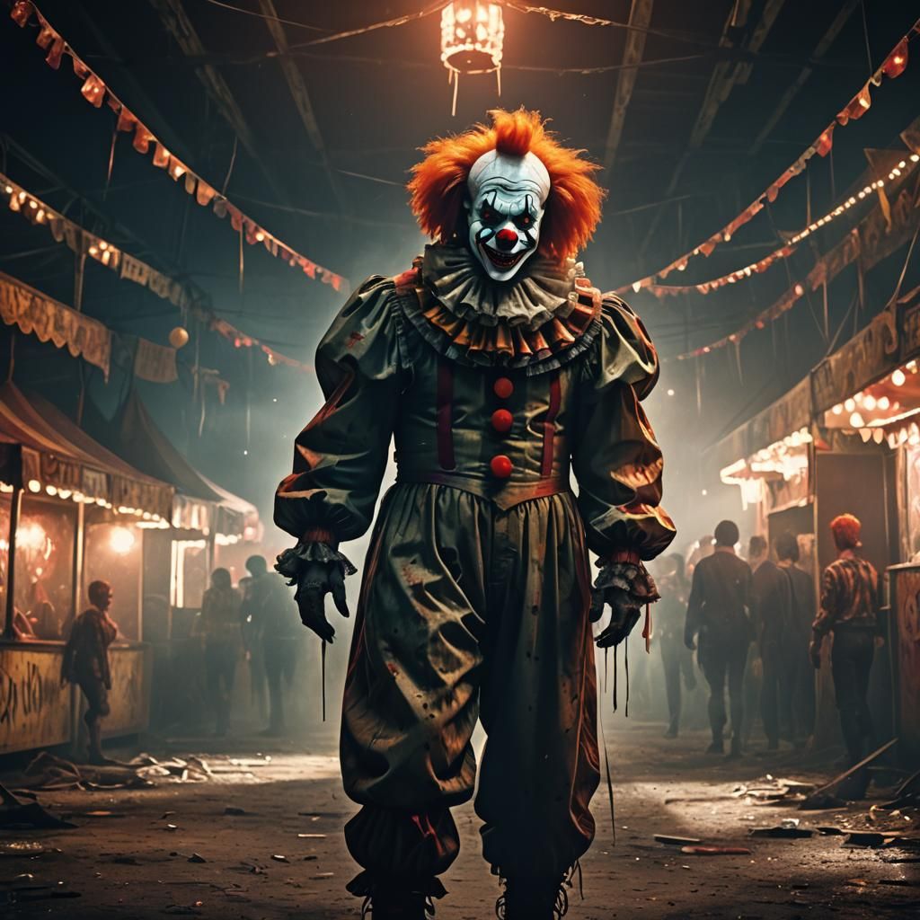 Terrifying Killer Clown in Abandoned Carnival