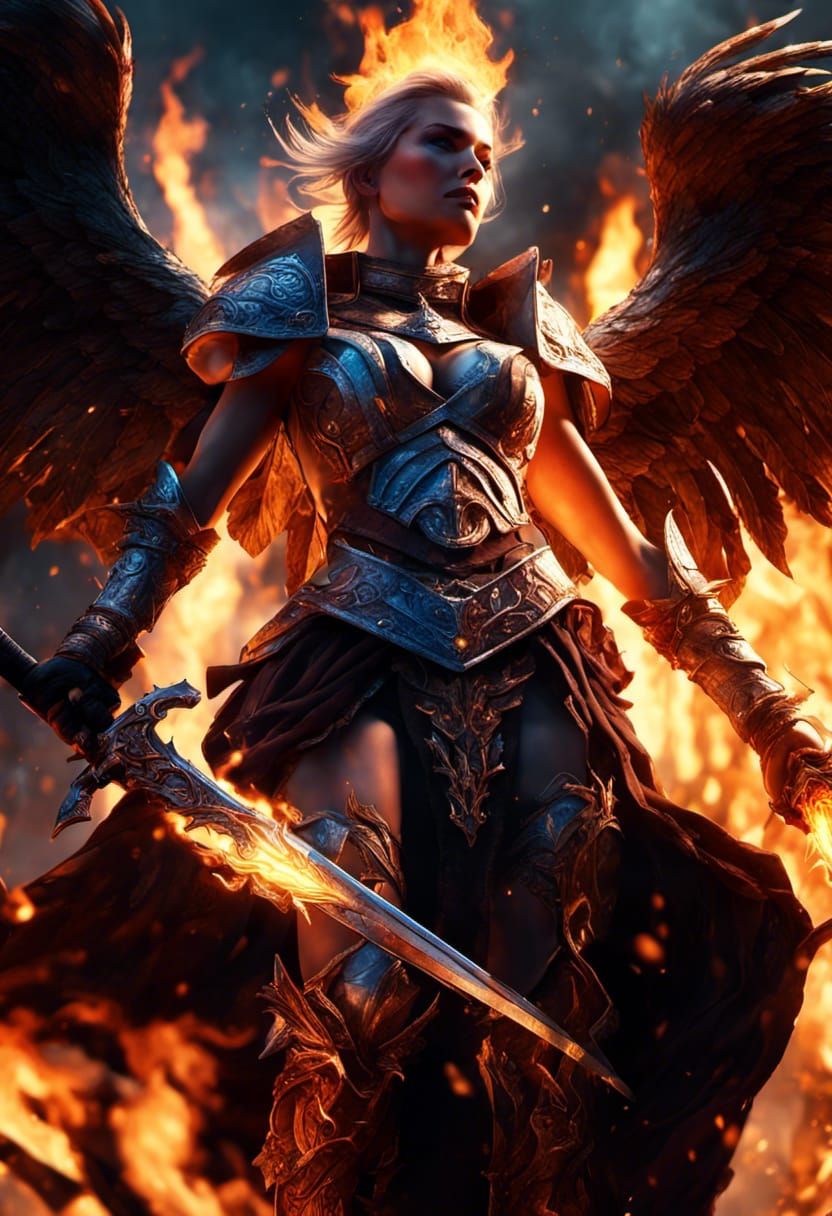 Fierce Valkyrie Battle Maiden in Dark Fantasy