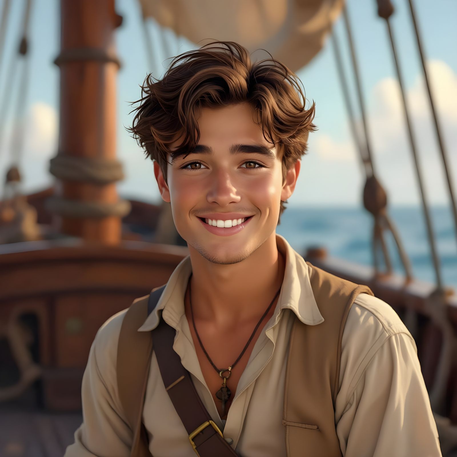 Handsome Cabin Boy on 1800s Ship, Digital Art