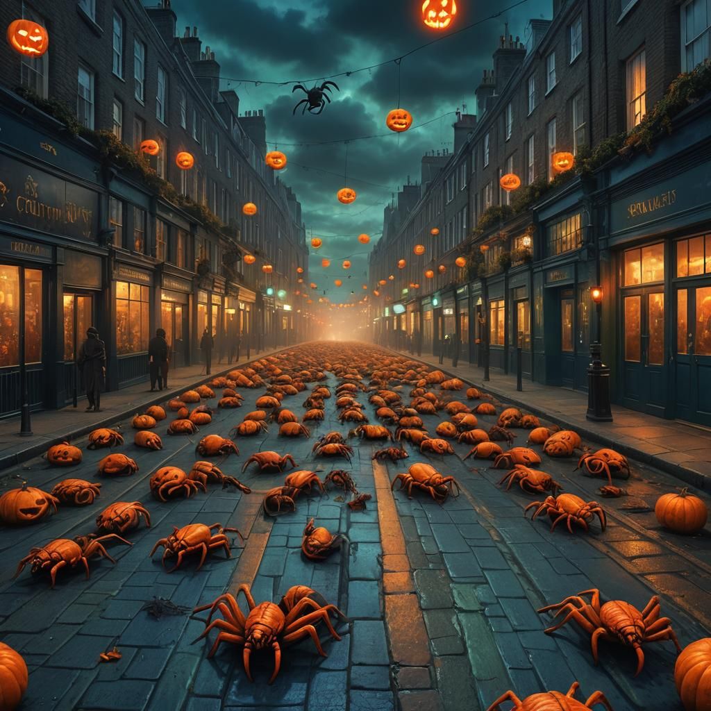 Scorpions Invade London: A Halloween Digital Painting
