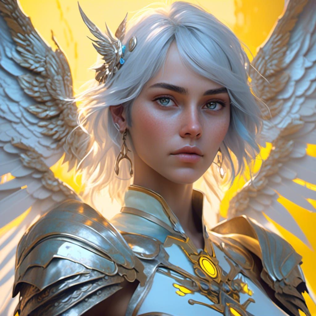 Angelic Romani Woman in Energy Armor