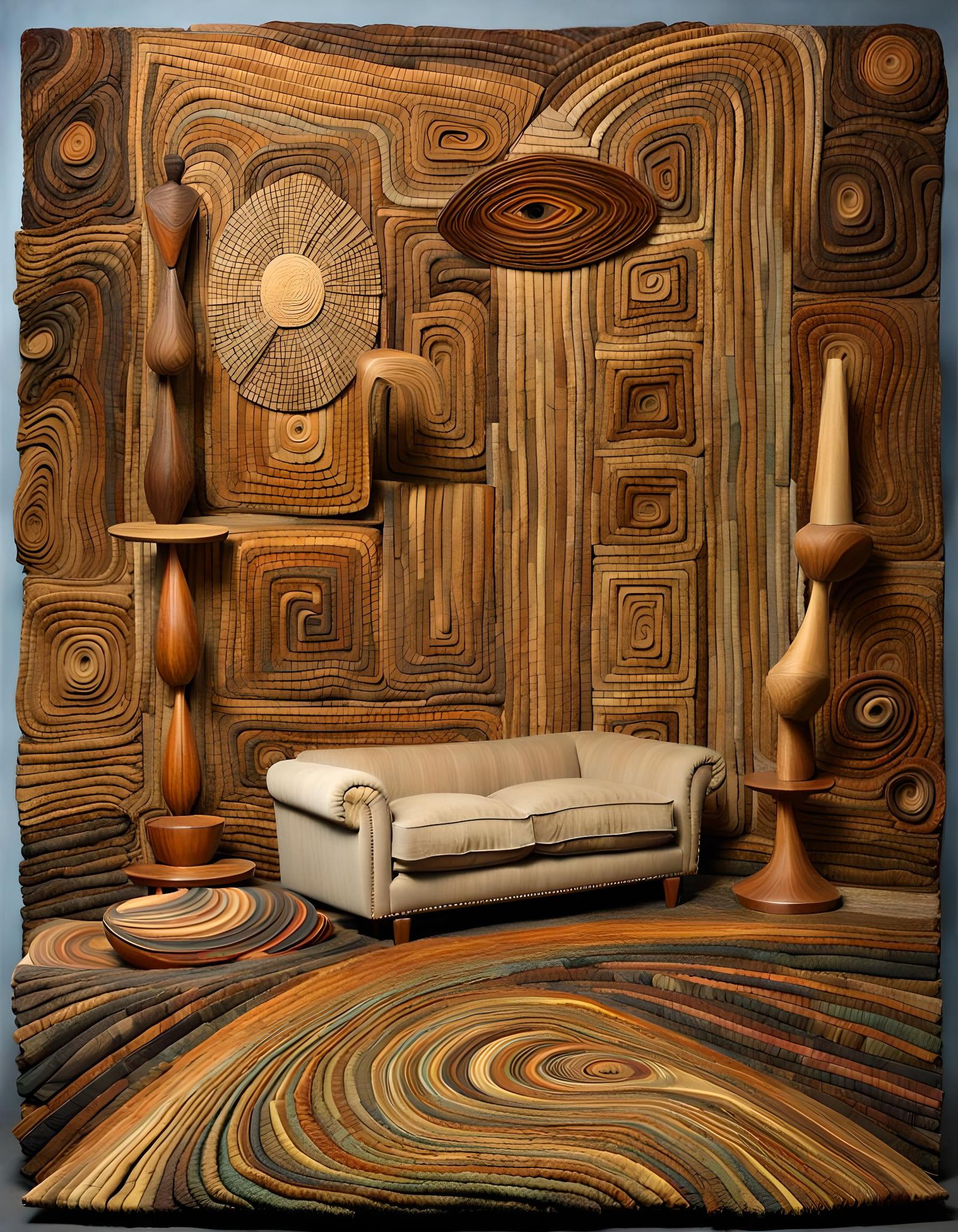Posable Wooden Models in Stardust Tapestry Art
