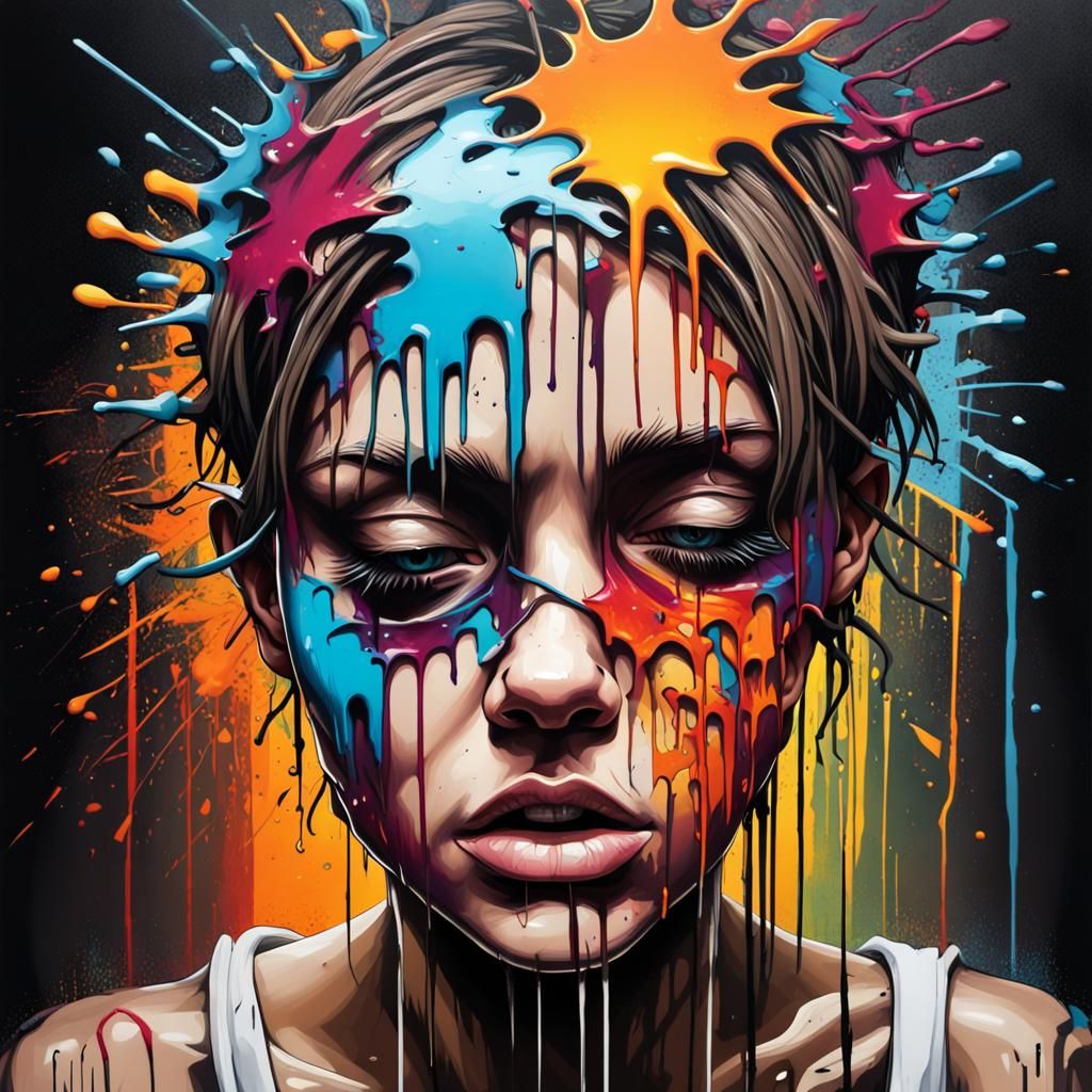 Dark Graffiti Art: A Shattered Soul in Darkness