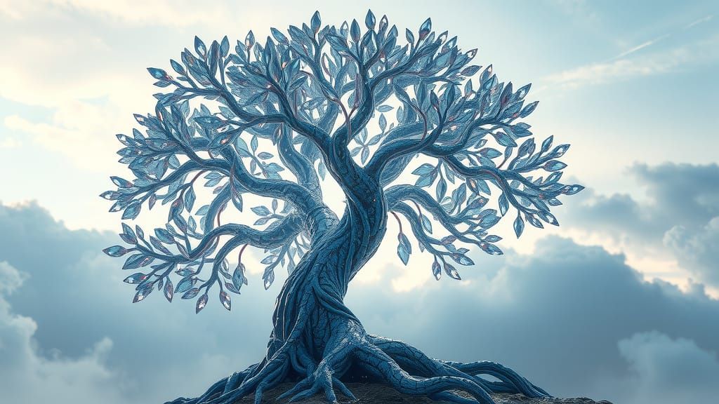 Ethereal Crystal Tree in Hyperrealistic Style