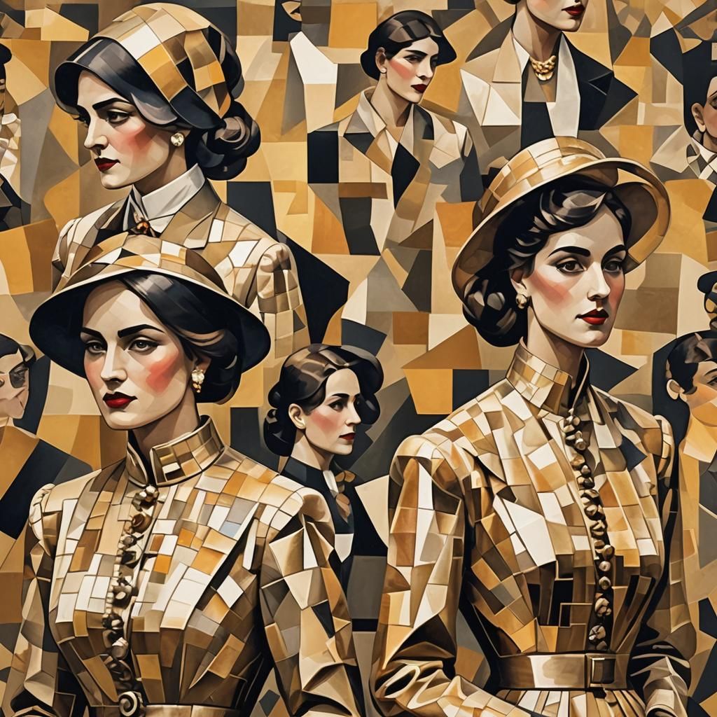 1900s Fashion in Cubist Portrait Style, New York