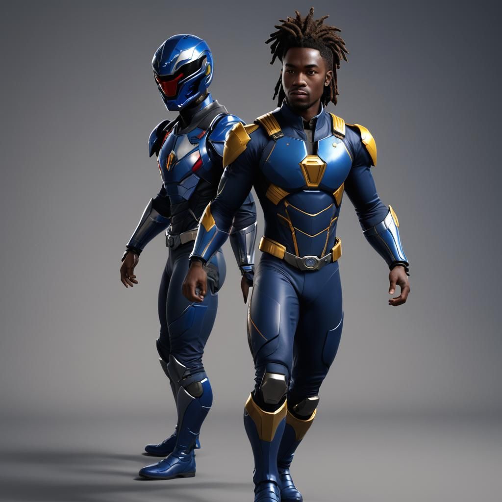 Black Space Ranger in Detailed 3D Rendering