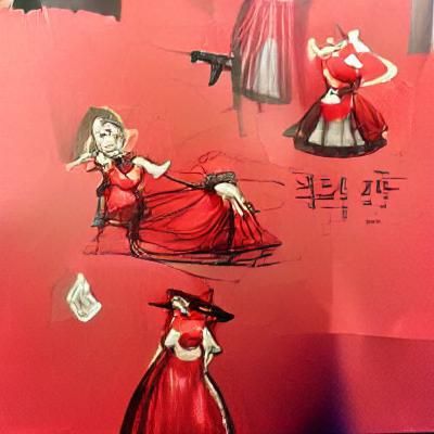 Elegant Woman in Red Dress: Concept Art