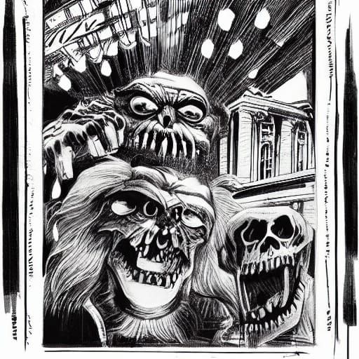 Classic Monsters as Teens at Prom Night in Comic Book Style