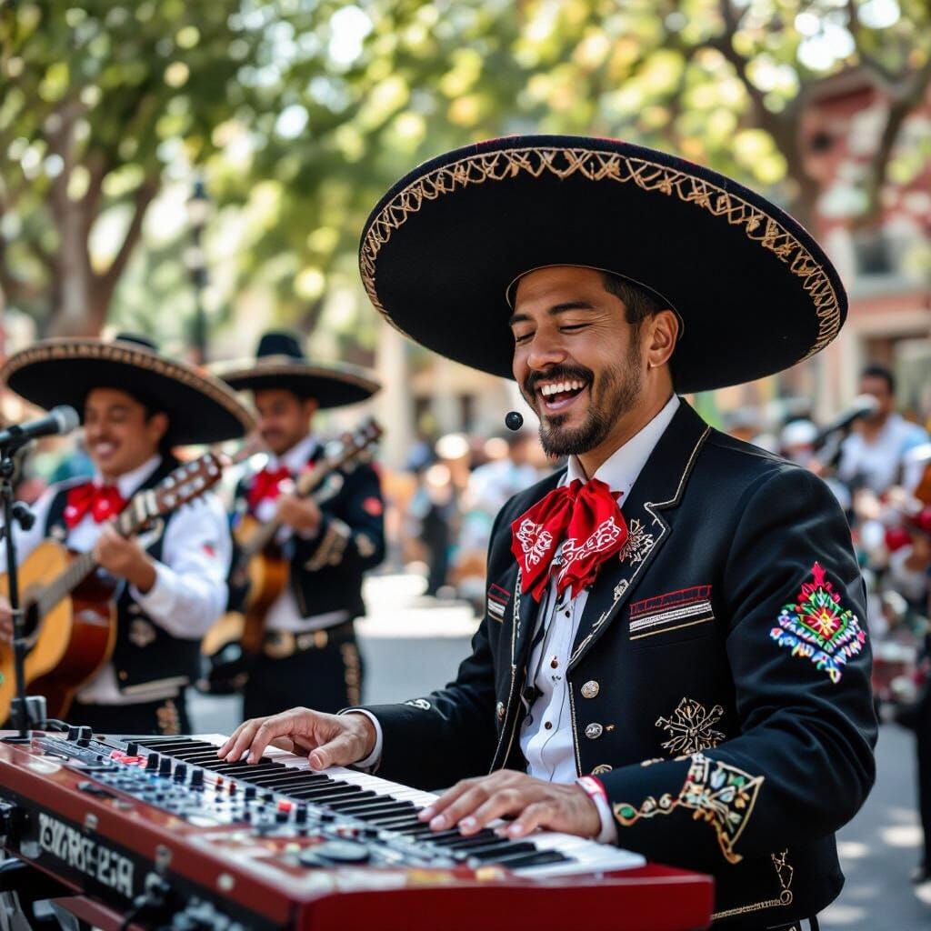 Mariachi Musician Creates Beats on Electronic Drum Machine
