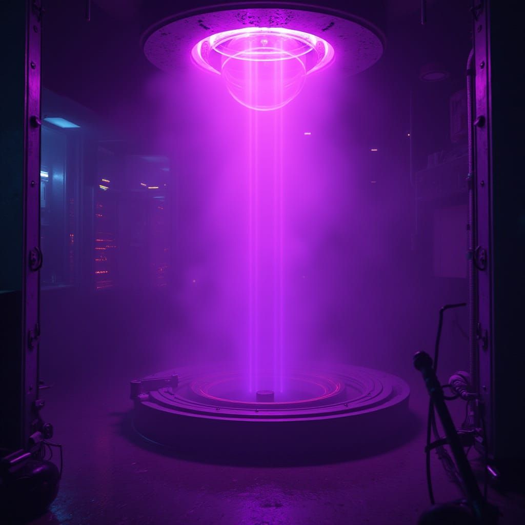 Glowing Purple EUV Light in Sci-Fi Vacuum Chamber