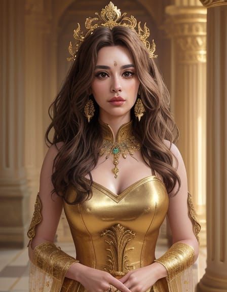 Golden princess in a hallway