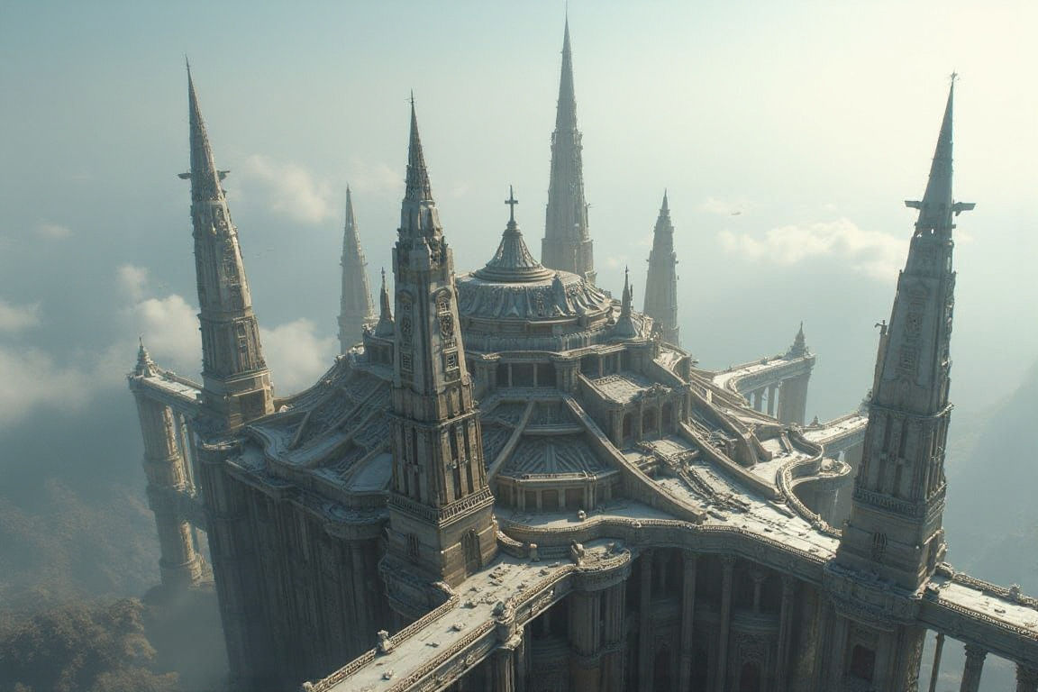 Sci-Fi Castle: Bird's Eye Architectural Marvel
