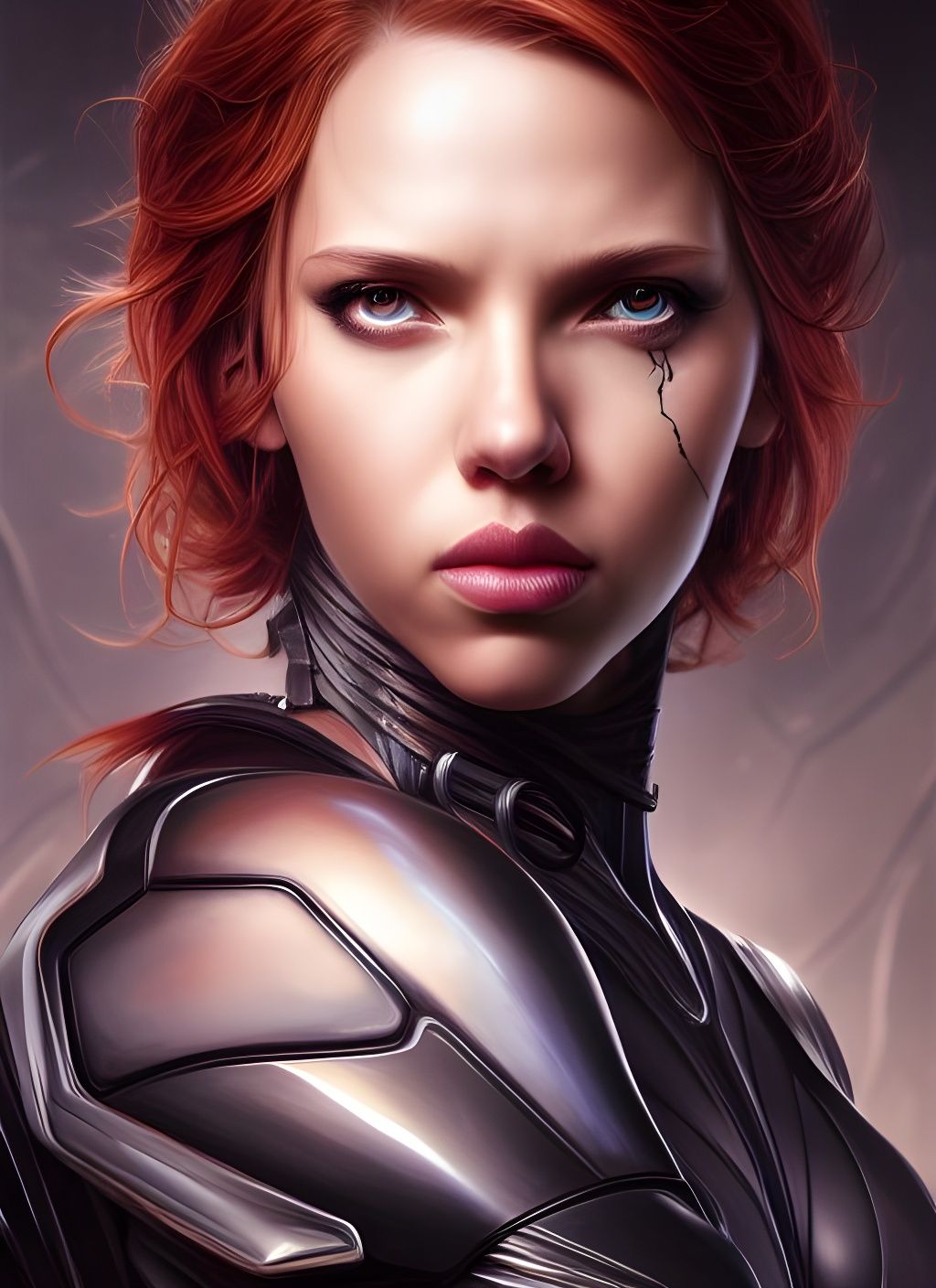 Cybernetic Black Widow Matte Painting in 8k