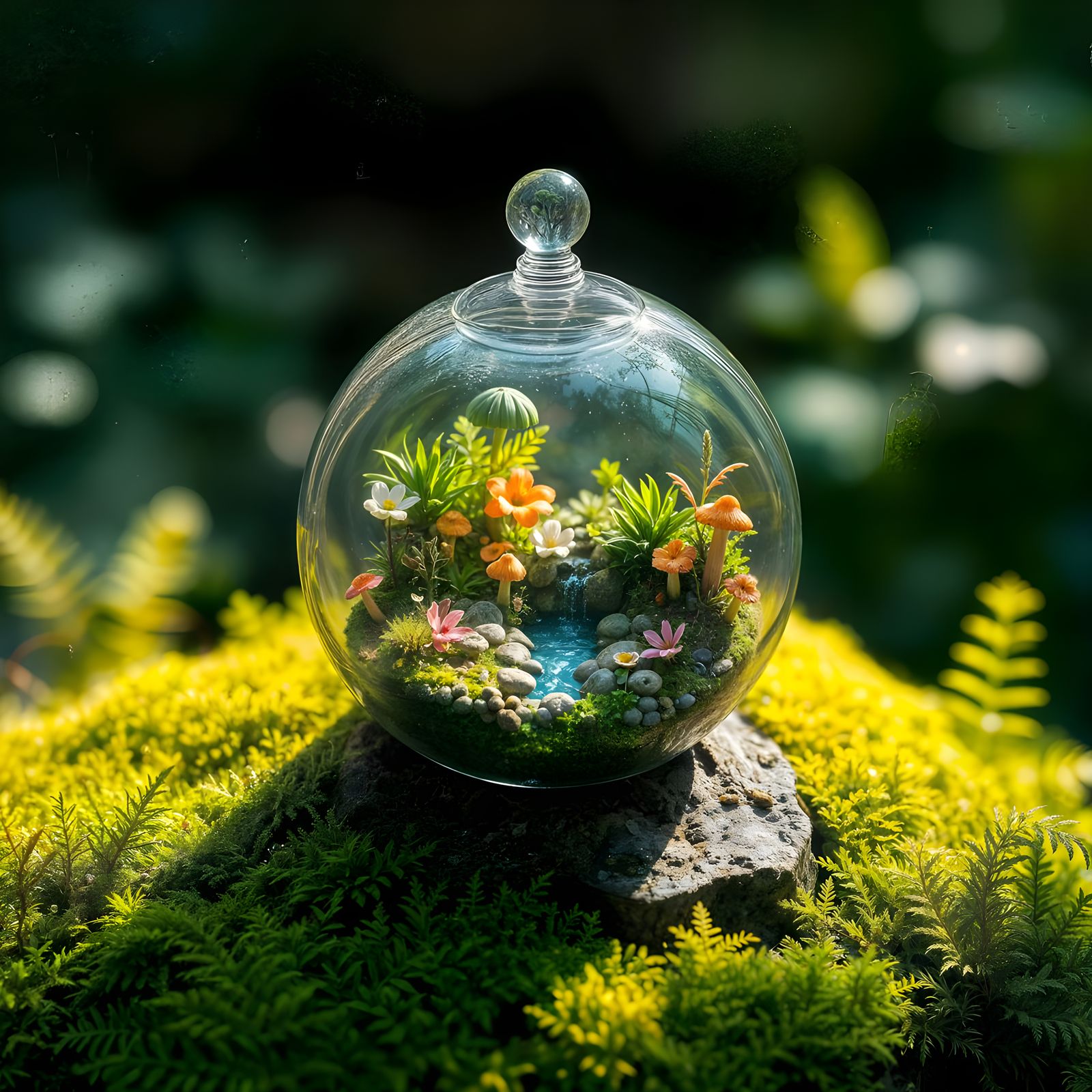 Miniature Jungle World Inside Glass Vial