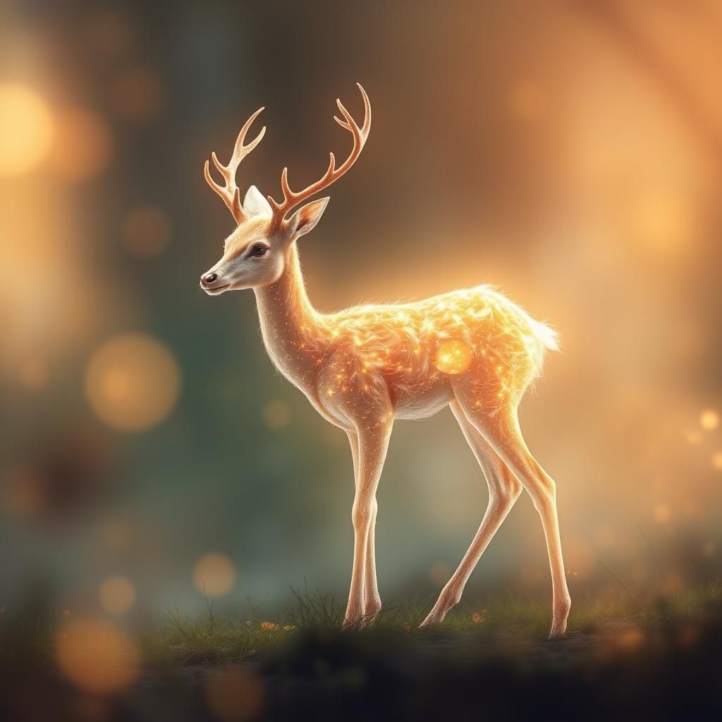Luminous Deer in Ethereal Fairy Landscape