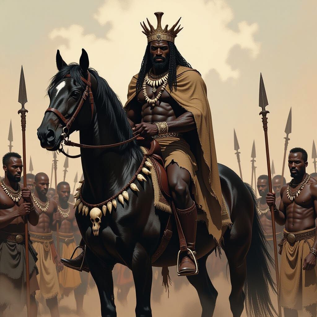 African King on Horseback in Frank Frazetta Style