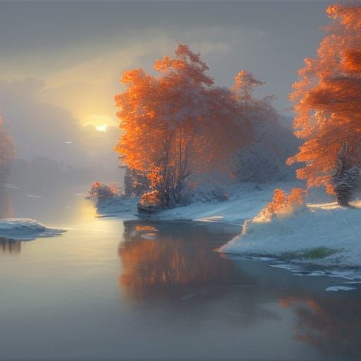 Winter Lake: Hyperdetailed Concept Art