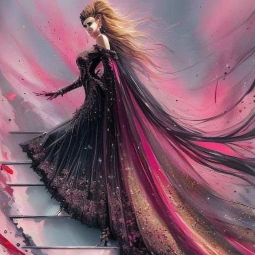 Glamour Fashion in Impasto Painting Style