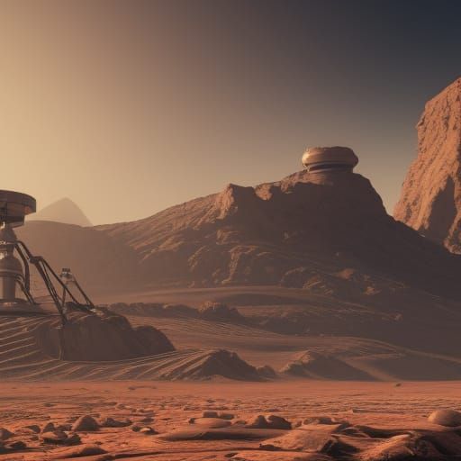Gas Station on Mars in Detailed Matte Painting