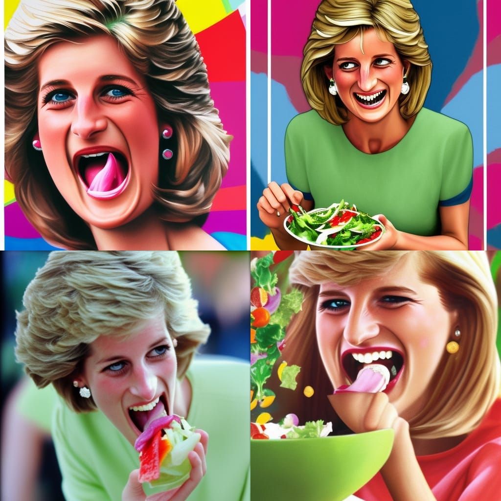 Princess Diana Laughing: Hyperrealistic Splash Art